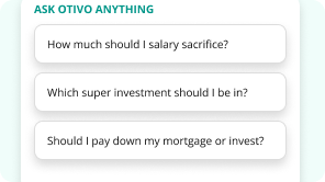 Ask Otivo answering a plain-English question about super.
